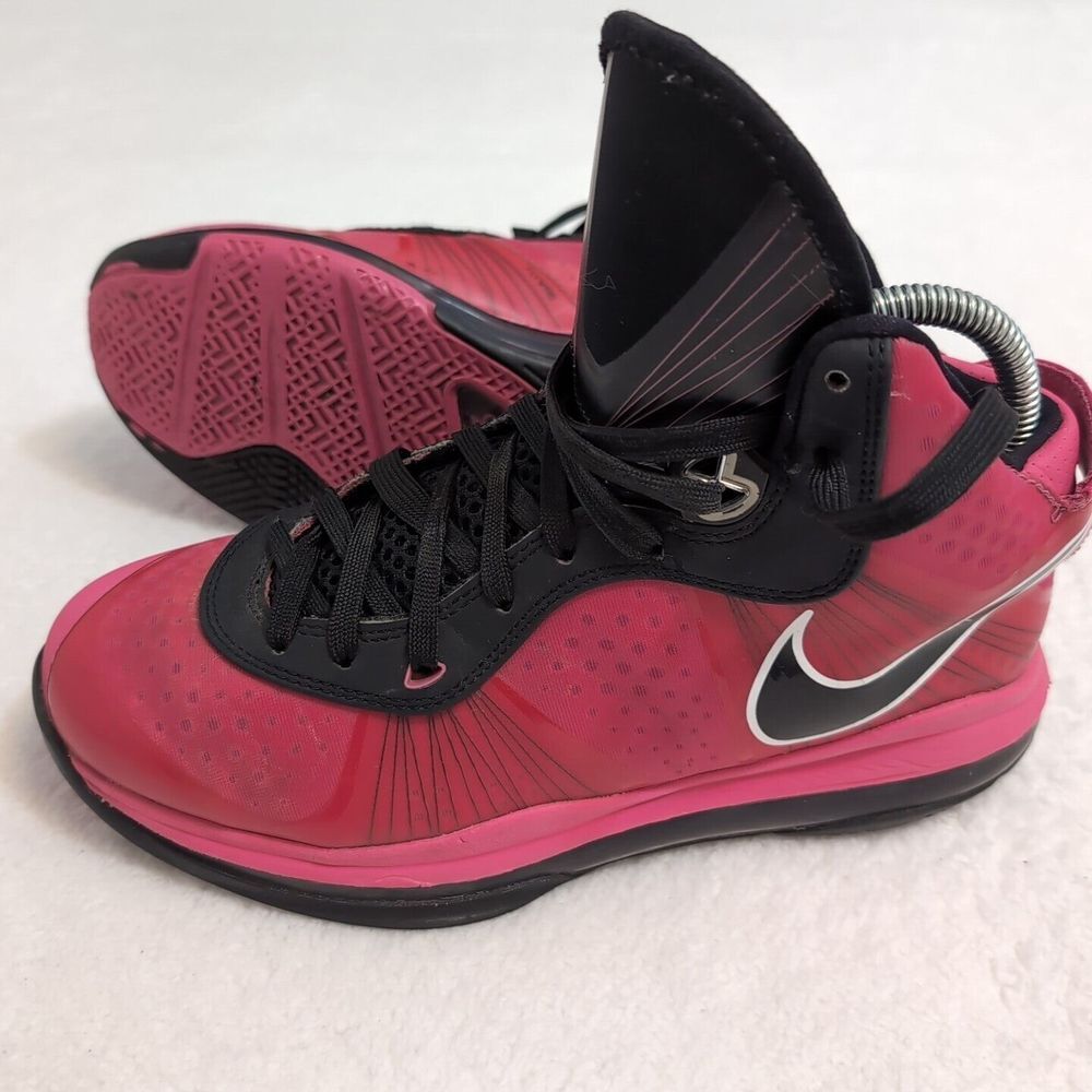 Nike Air Lebron James 8 V2‎ Spark Solar Red Pink Basketball Shoes Size 6Y...